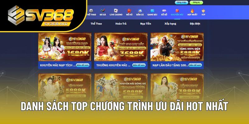 Top khuyến mãi SV368 hấp dẫn nhất hiện nay Top khuyến mãi SV368 hấp dẫn nhất hiện nay